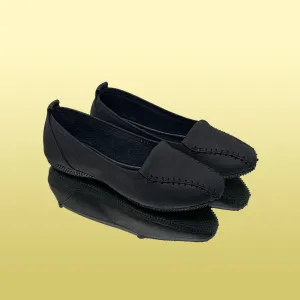 Black Nubuck Leather Loafers