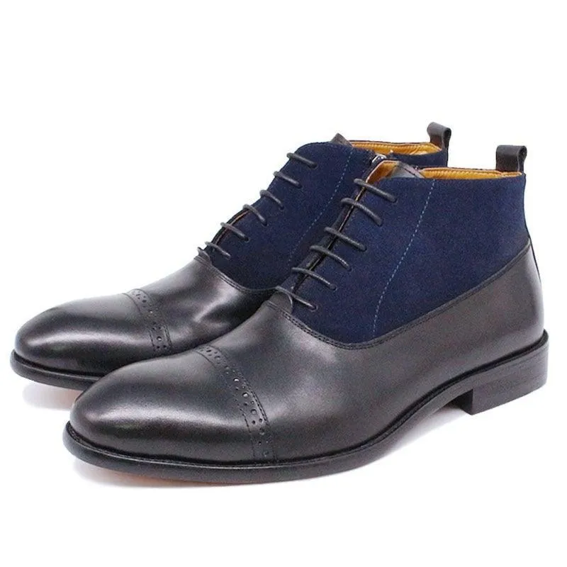 DW Men's Luxury Suede Patchwork Leather Boots