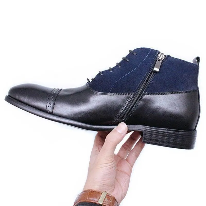 DW Men's Luxury Suede Patchwork Leather Boots
