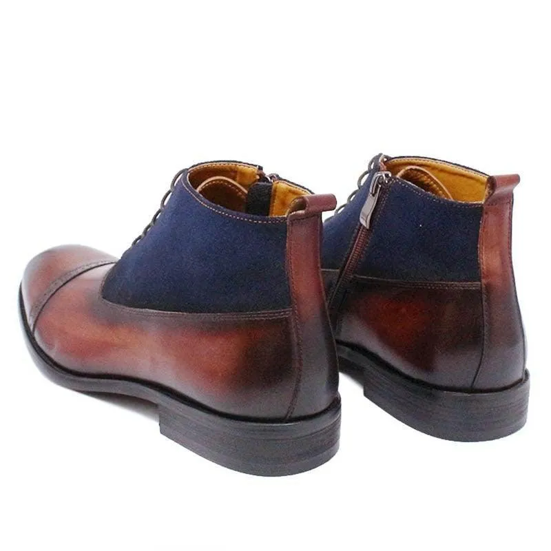 DW Men's Luxury Suede Patchwork Leather Boots