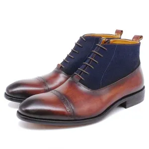 DW Men's Luxury Suede Patchwork Leather Boots