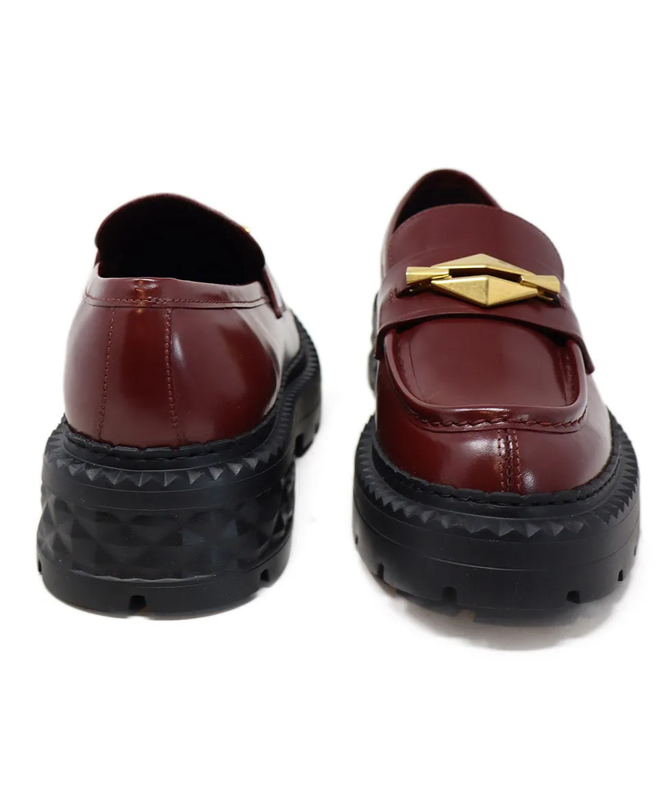 Jimmy Choo Burgundy Leather Platform Loafers sz 9