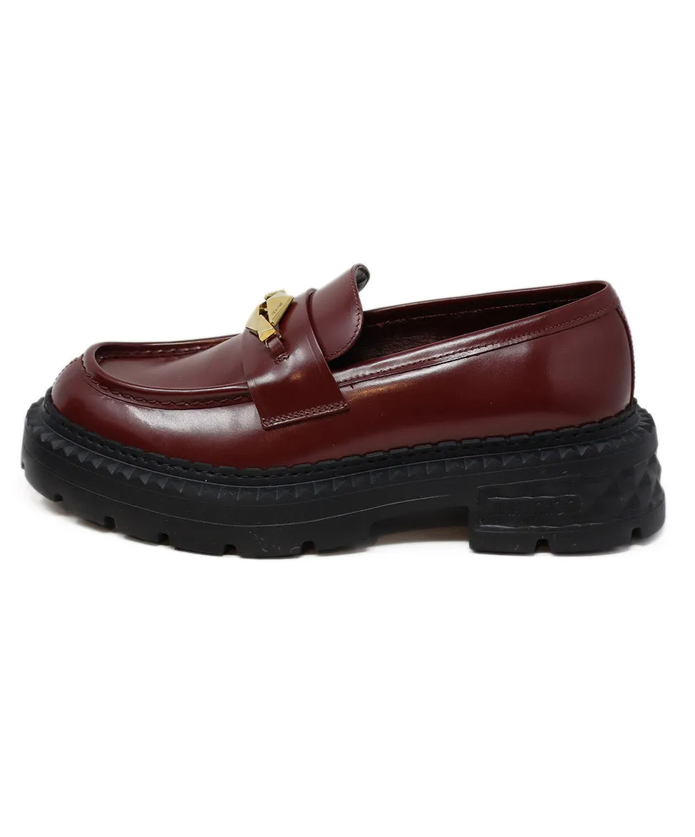 Jimmy Choo Burgundy Leather Platform Loafers sz 9