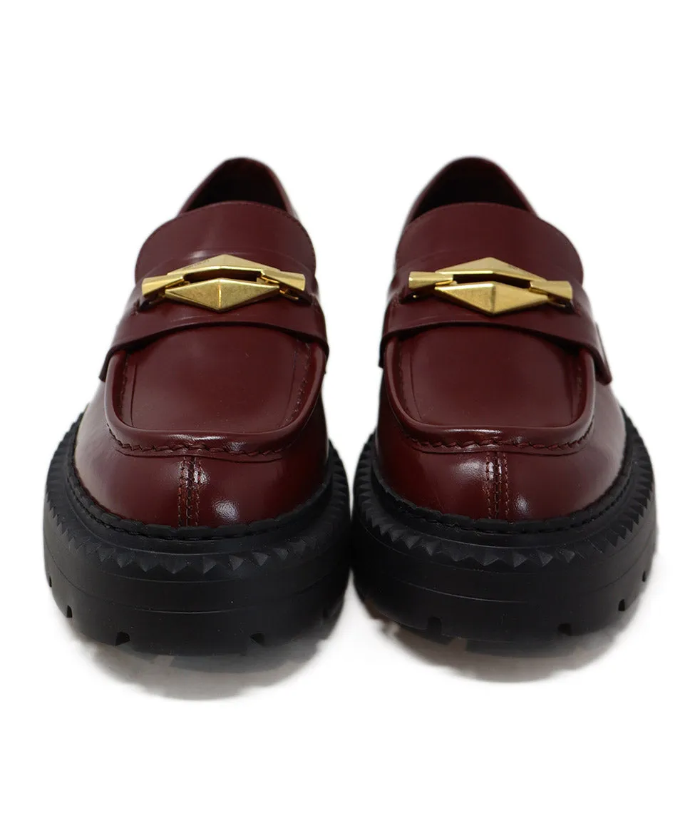 Jimmy Choo Burgundy Leather Platform Loafers sz 9