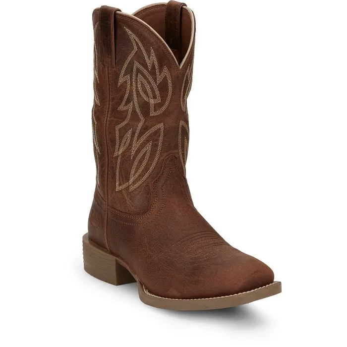 JUSTIN MENS CANTER SQUARE TOE WESTERN BOOTS STYLE SE7516