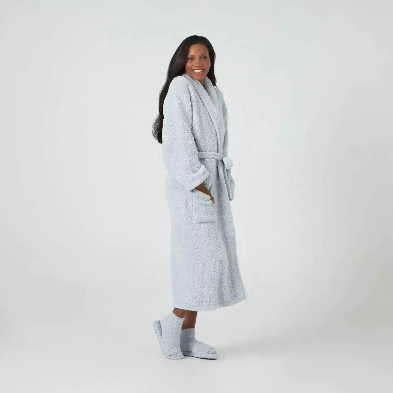 Kashwere Ultra Soft Ice Blue Plush Spa Slippers
