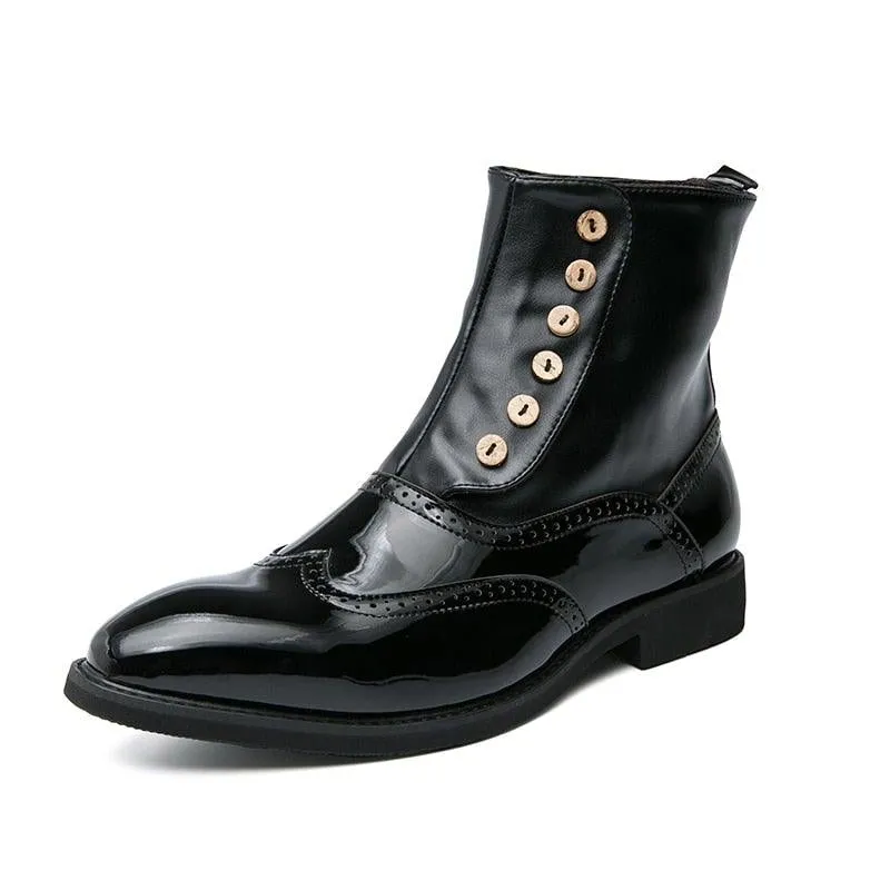 MISALWA Men's Italian Designer PU Leather Boots