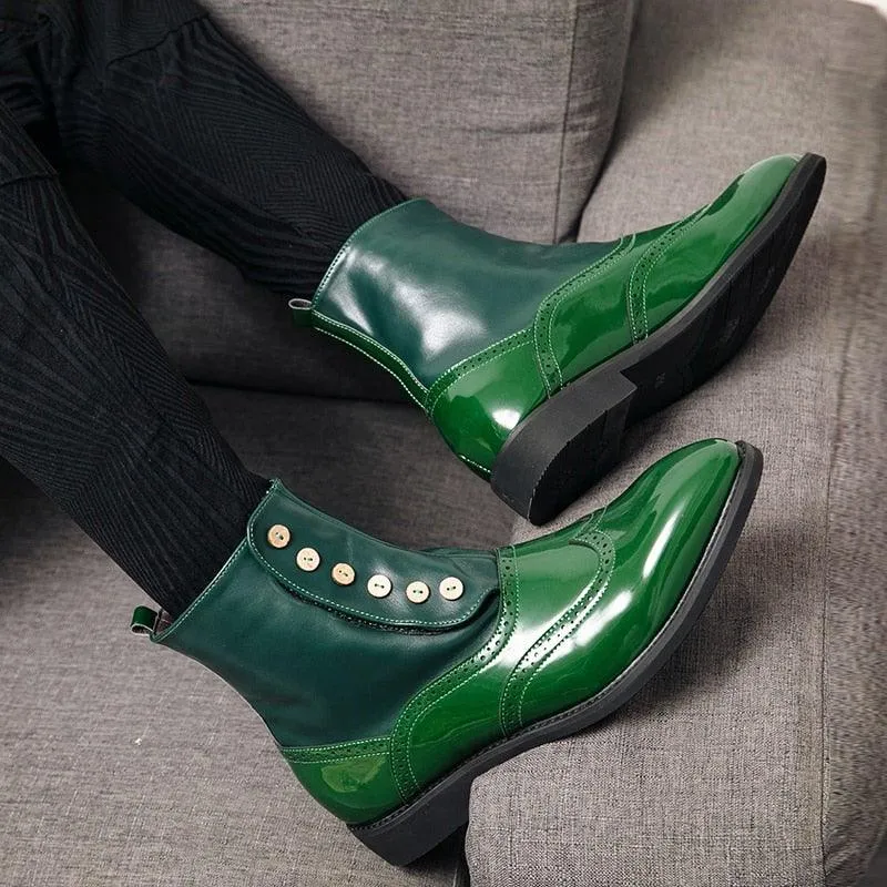 MISALWA Men's Italian Designer PU Leather Boots