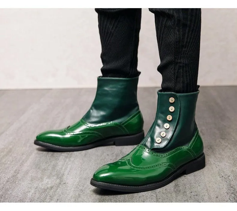 MISALWA Men's Italian Designer PU Leather Boots