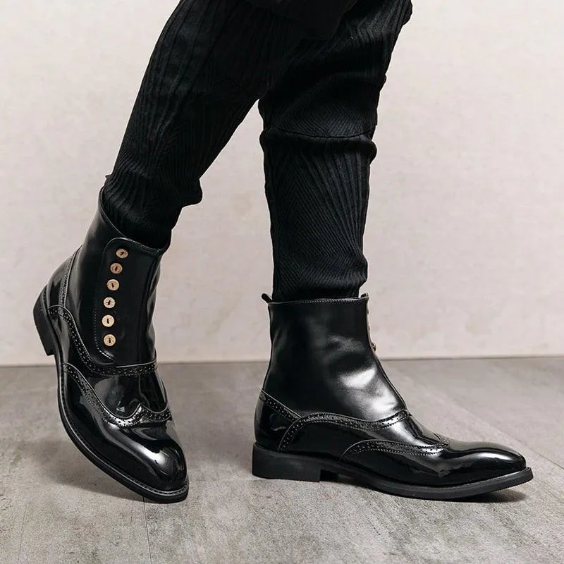 MISALWA Men's Italian Designer PU Leather Boots