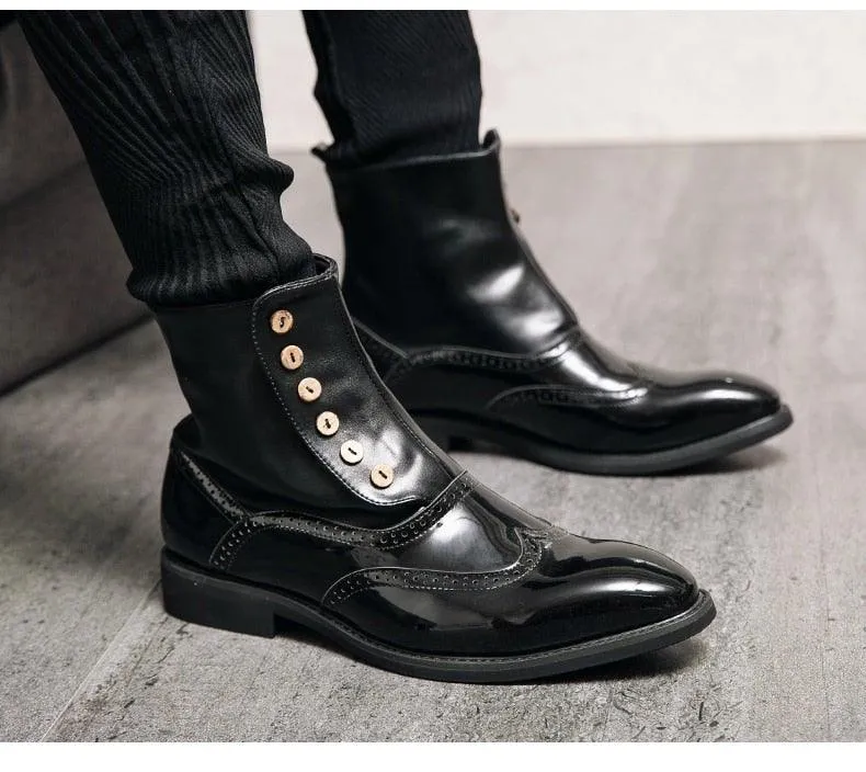 MISALWA Men's Italian Designer PU Leather Boots