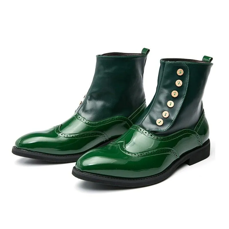 MISALWA Men's Italian Designer PU Leather Boots