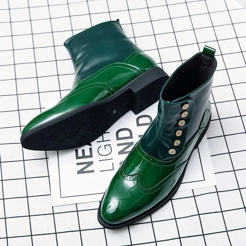 MISALWA Men's Italian Designer PU Leather Boots