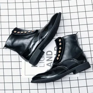 MISALWA Men's Italian Designer PU Leather Boots