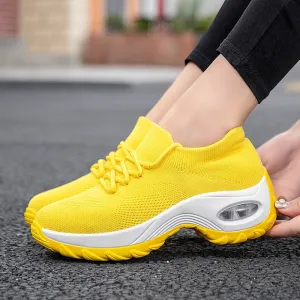 Platform Sneakers Women Flats 2020 Breathable Casual Shoes Flats 6 Colors Wedges Sneakers for Women Mesh Sock Zapatos De Mujer
