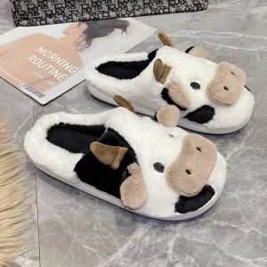 Plush Cow Slippers - Fine Quality And Ultra Soft Plush Material