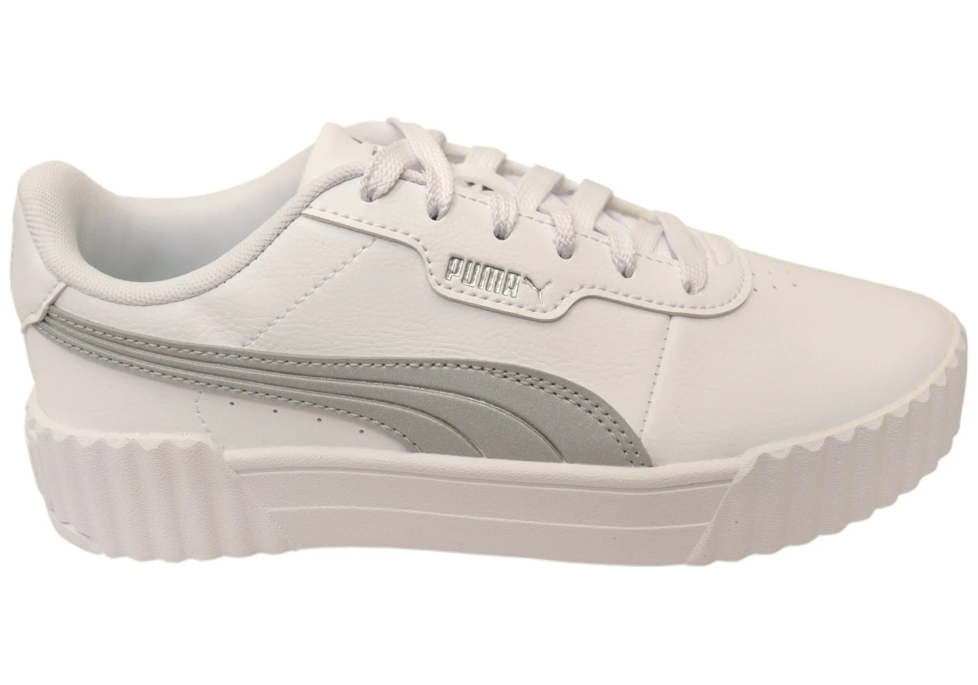 Puma Womens Carina 3.0 Aqua Metallics Comfortable Lace Up Sneakers