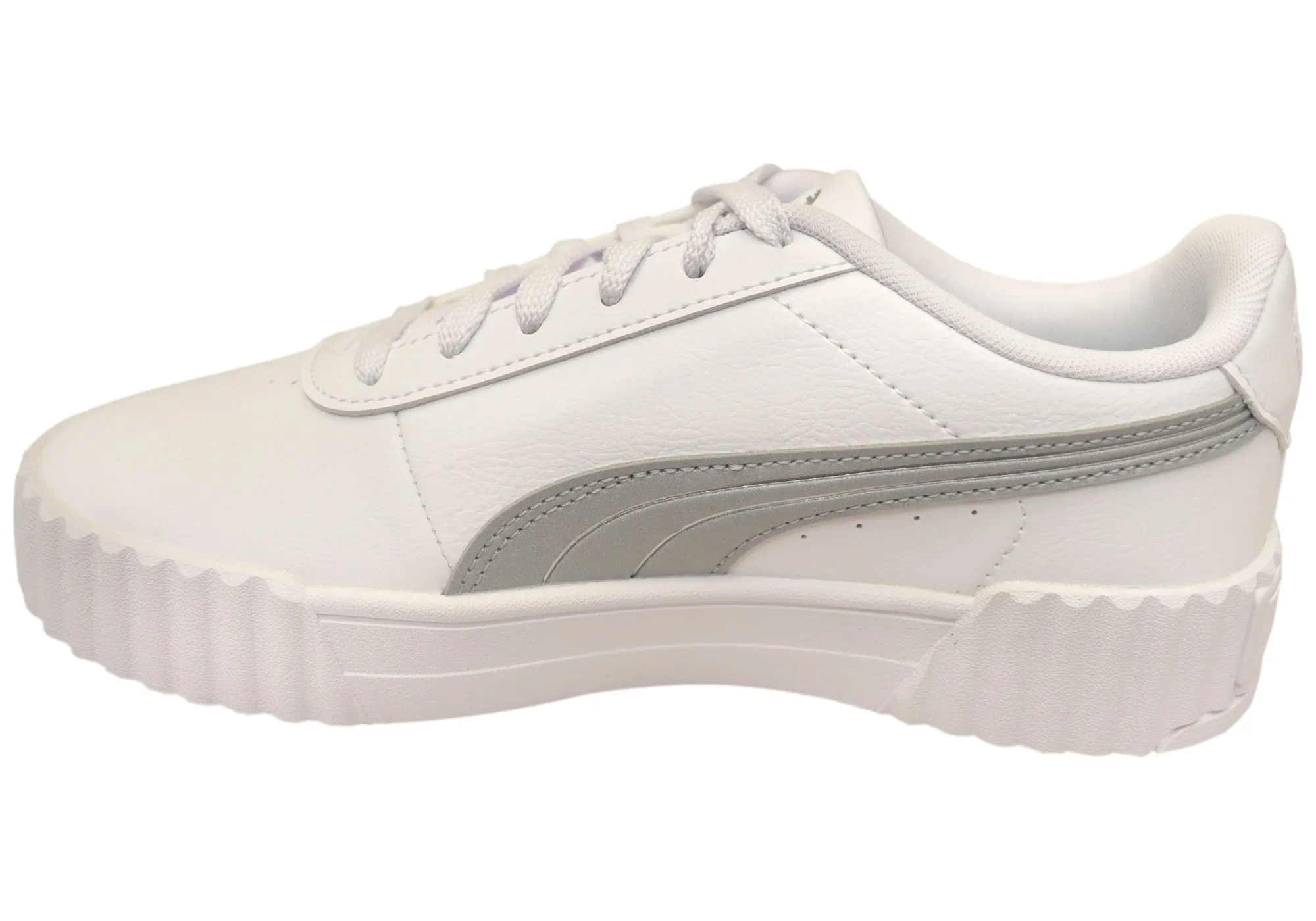 Puma Womens Carina 3.0 Aqua Metallics Comfortable Lace Up Sneakers