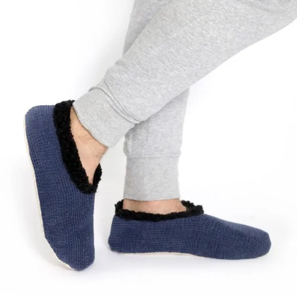 SnuggUps Men's Cord Navy Slippers Medium