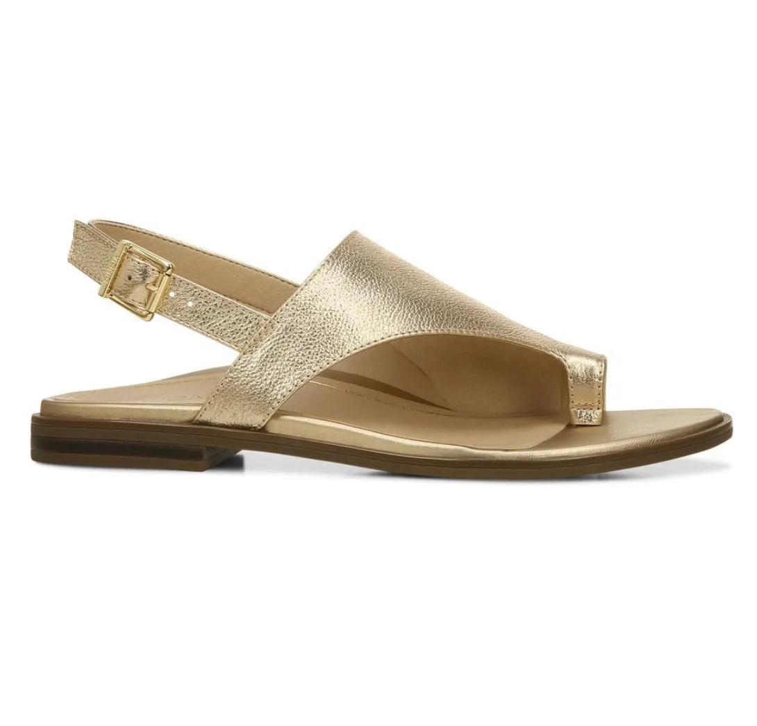 Vionic Ella Leather Gold Toe Loop Sandals