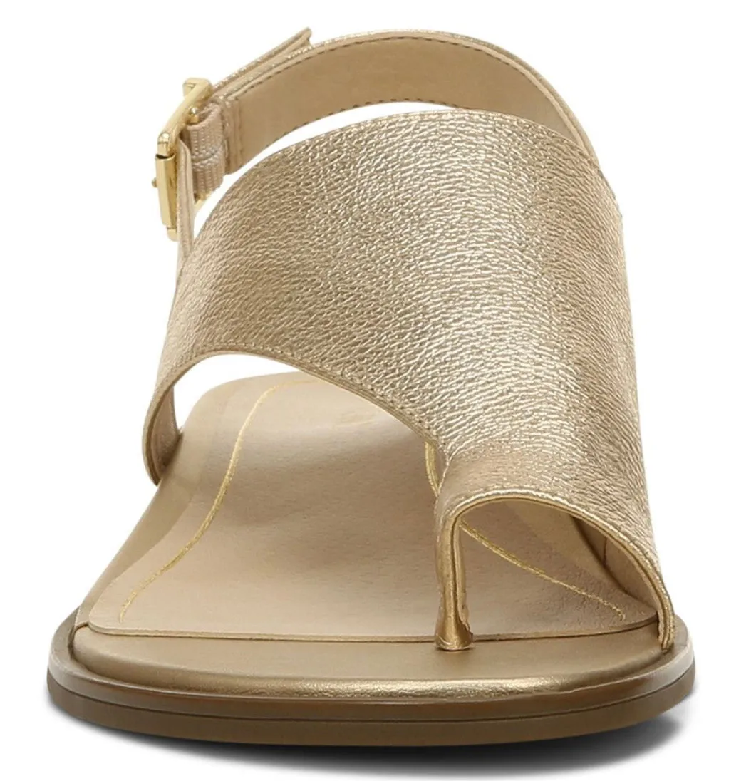 Vionic Ella Leather Gold Toe Loop Sandals