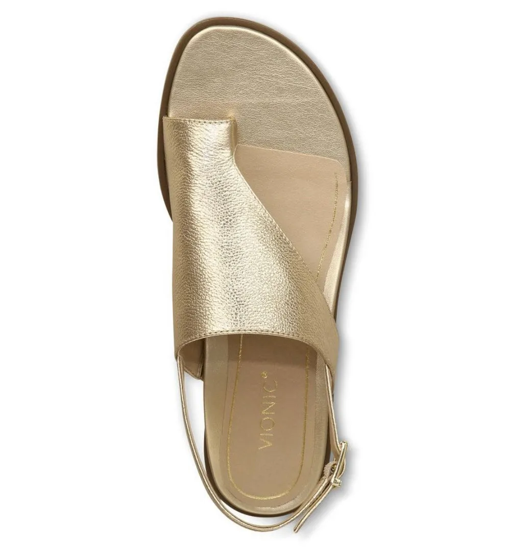 Vionic Ella Leather Gold Toe Loop Sandals