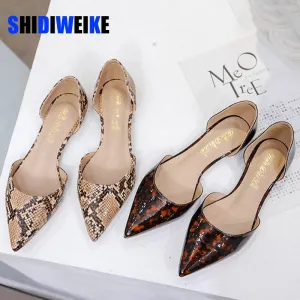 Women Flats Basic Snake Skin PU Leather Women Shoes Casual Fashion D'Orsay Shoes Summer Platform Ladies Shoe AB378