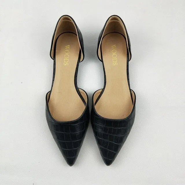 Women Flats Basic Snake Skin PU Leather Women Shoes Casual Fashion D'Orsay Shoes Summer Platform Ladies Shoe AB378
